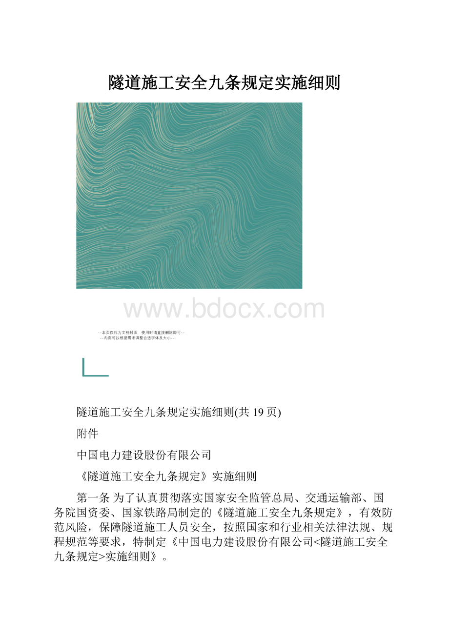 隧道施工安全九条规定实施细则.docx