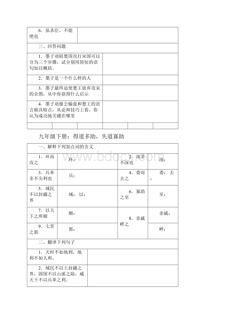 人教版语文九年级下册文言文古诗词背诵文学常识复习.docx_第2页