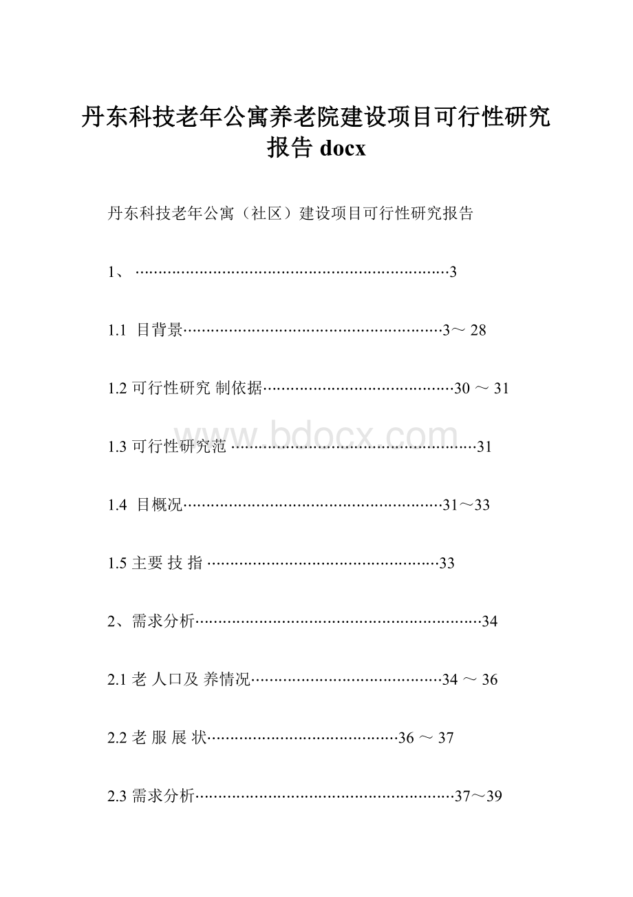 丹东科技老年公寓养老院建设项目可行性研究报告docx.docx