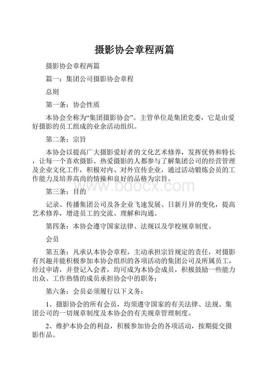 摄影协会章程两篇.docx_第1页