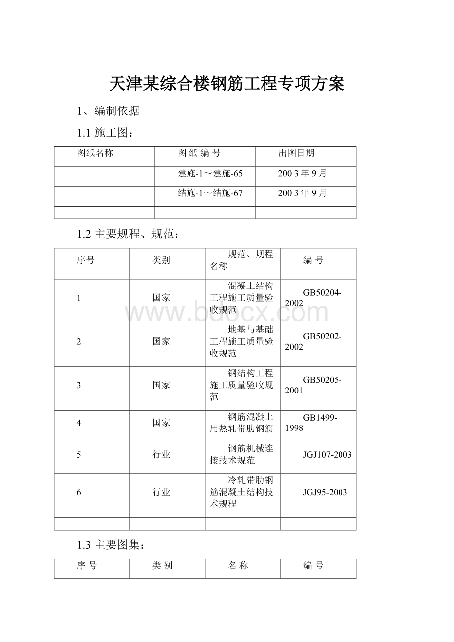 天津某综合楼钢筋工程专项方案.docx