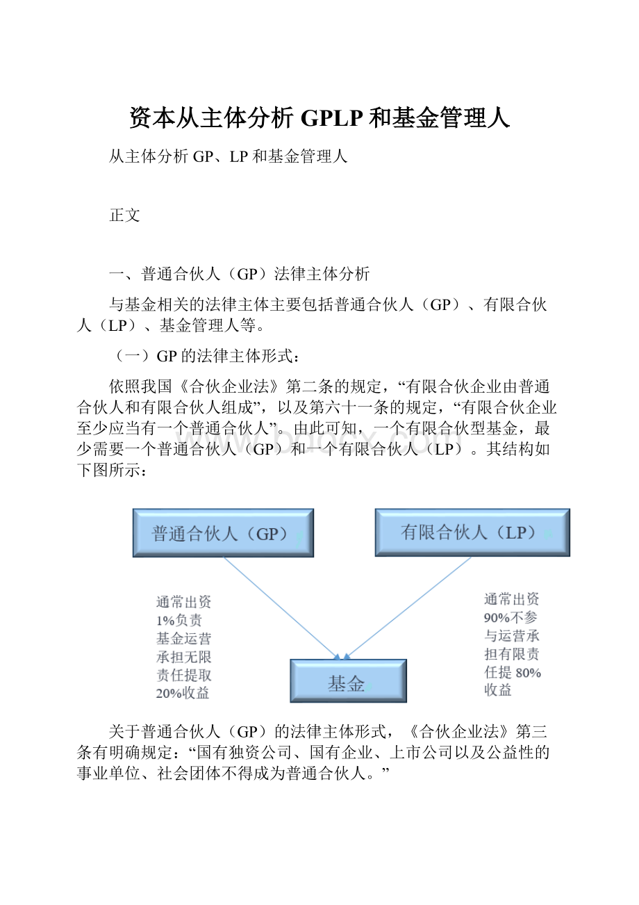 资本从主体分析GPLP和基金管理人.docx