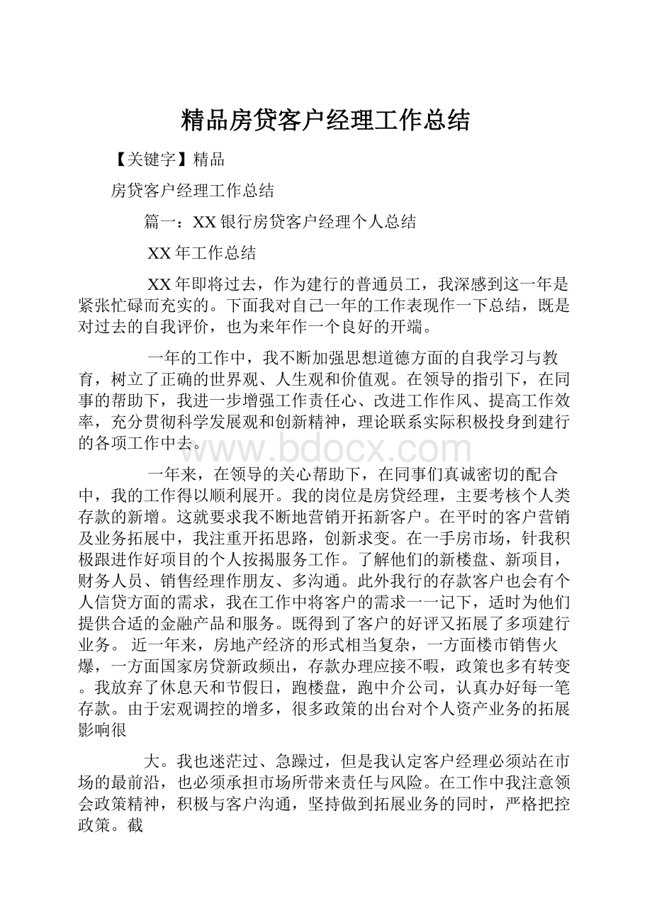 精品房贷客户经理工作总结.docx