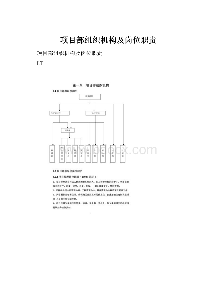 项目部组织机构及岗位职责.docx_第1页