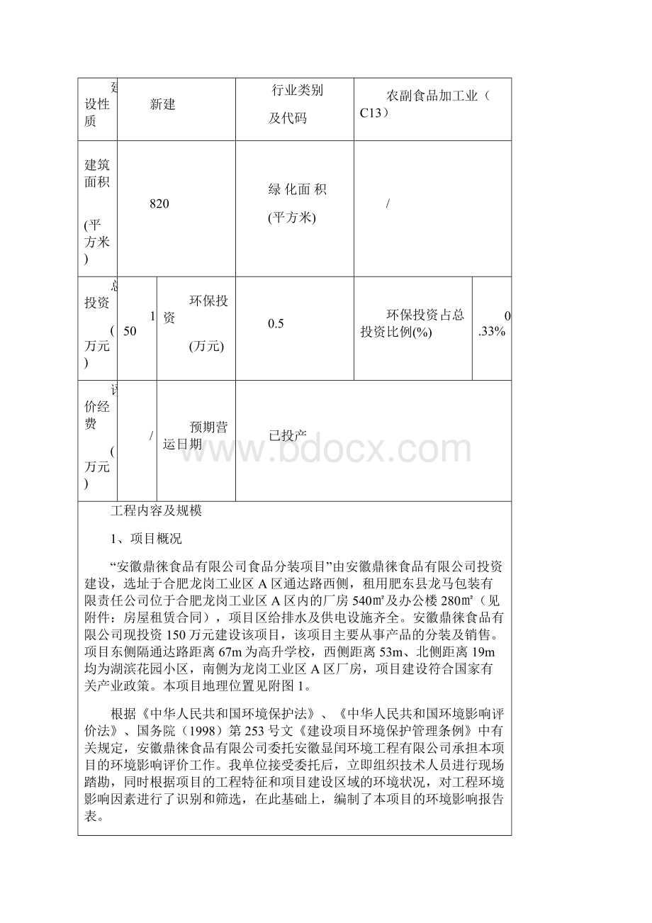 食品分装项目环境评估书表.docx_第2页