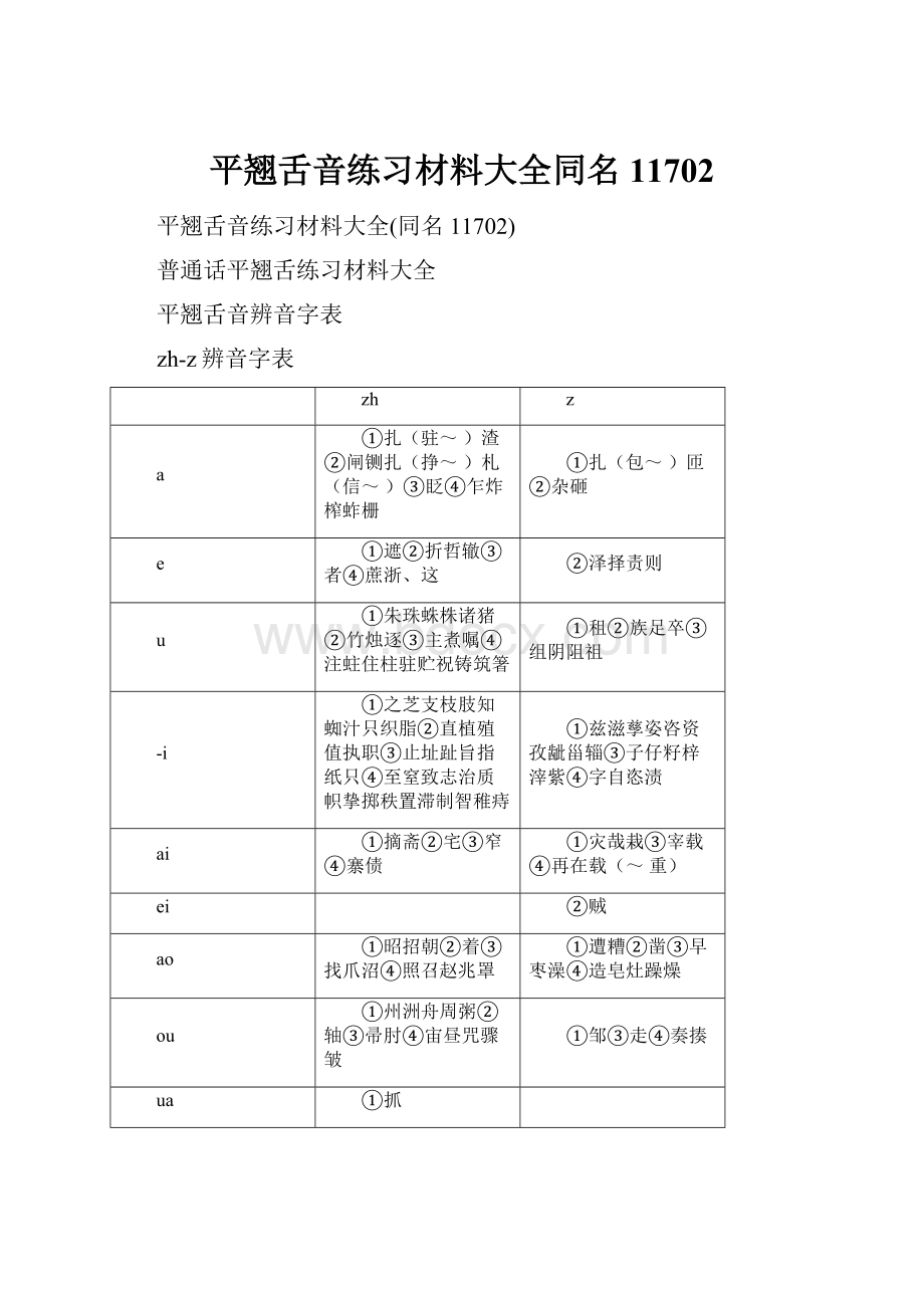 平翘舌音练习材料大全同名11702.docx