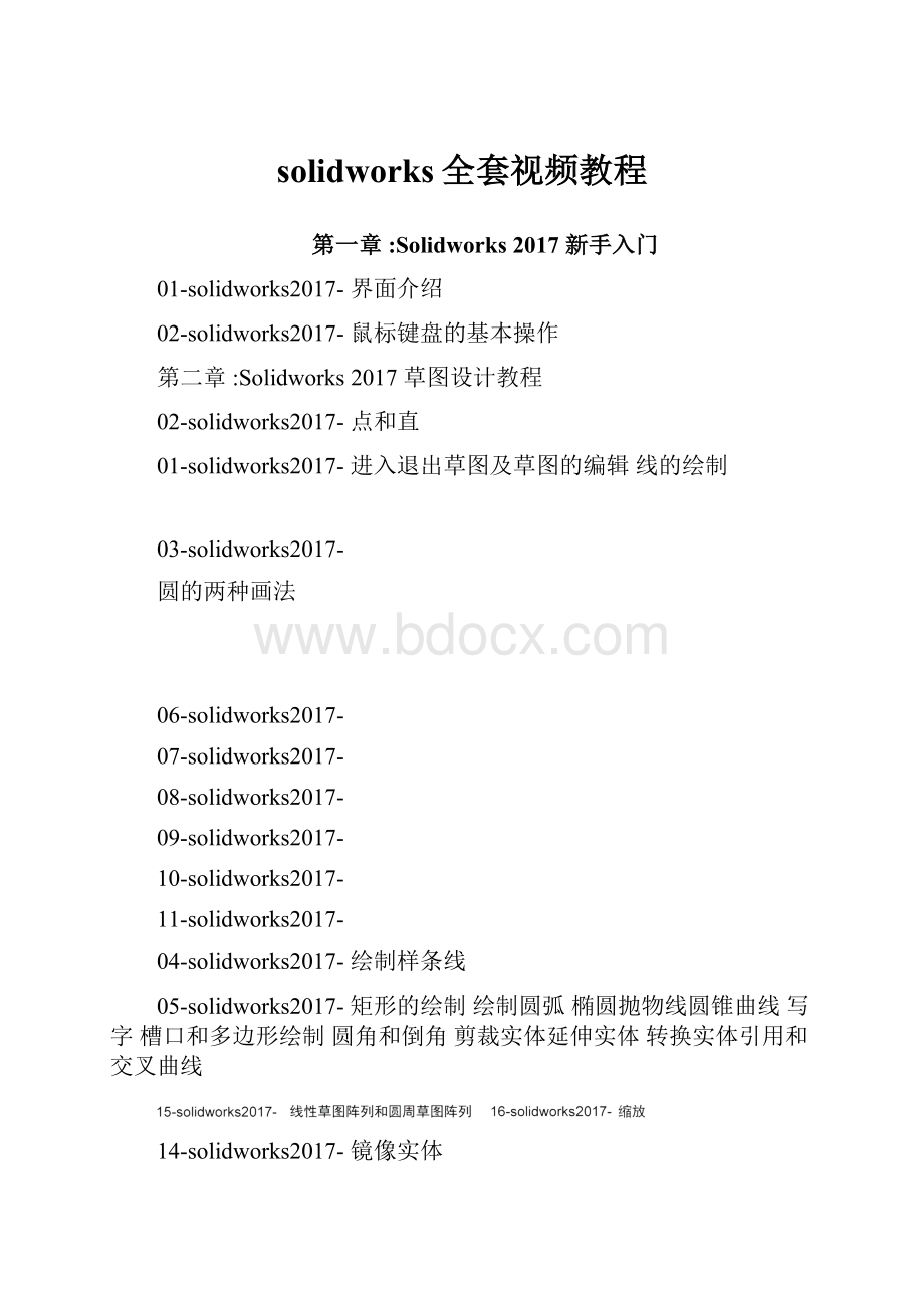 solidworks全套视频教程.docx