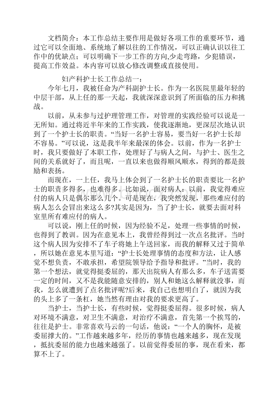 妇产科护士长工作总结.docx_第2页