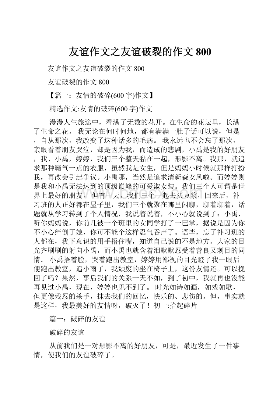 友谊作文之友谊破裂的作文800.docx