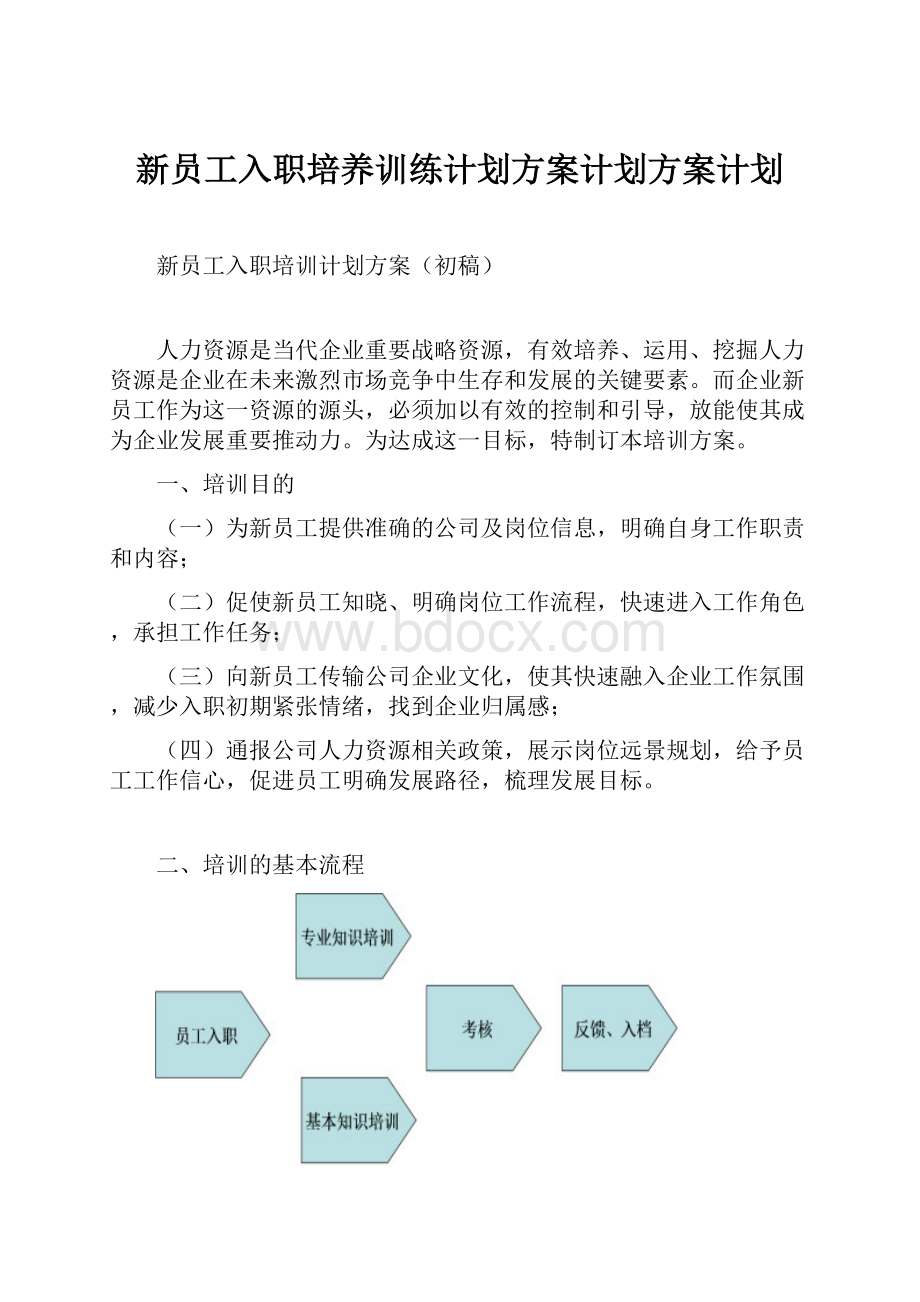 新员工入职培养训练计划方案计划方案计划.docx