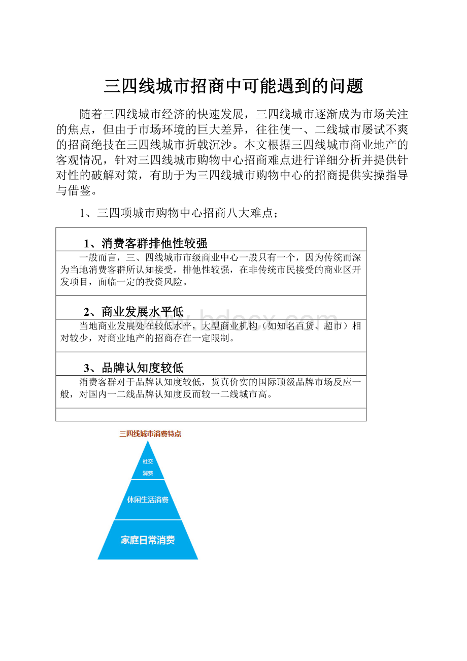 三四线城市招商中可能遇到的问题.docx_第1页