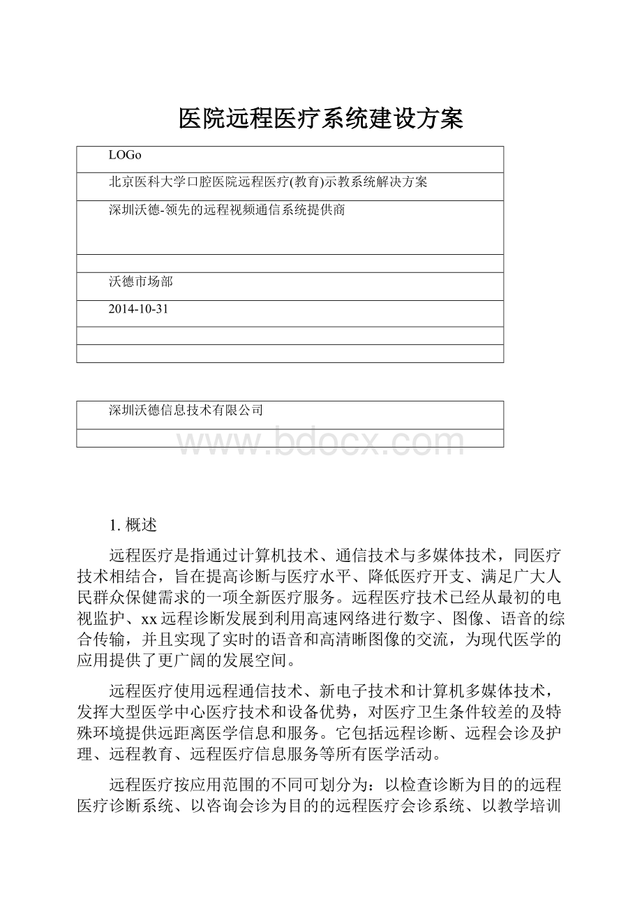 医院远程医疗系统建设方案.docx