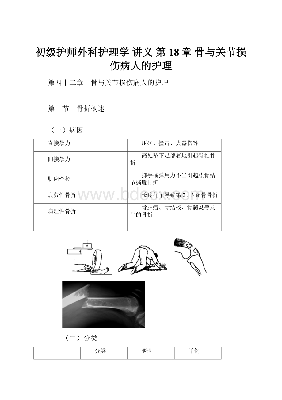 初级护师外科护理学 讲义 第18章 骨与关节损伤病人的护理.docx