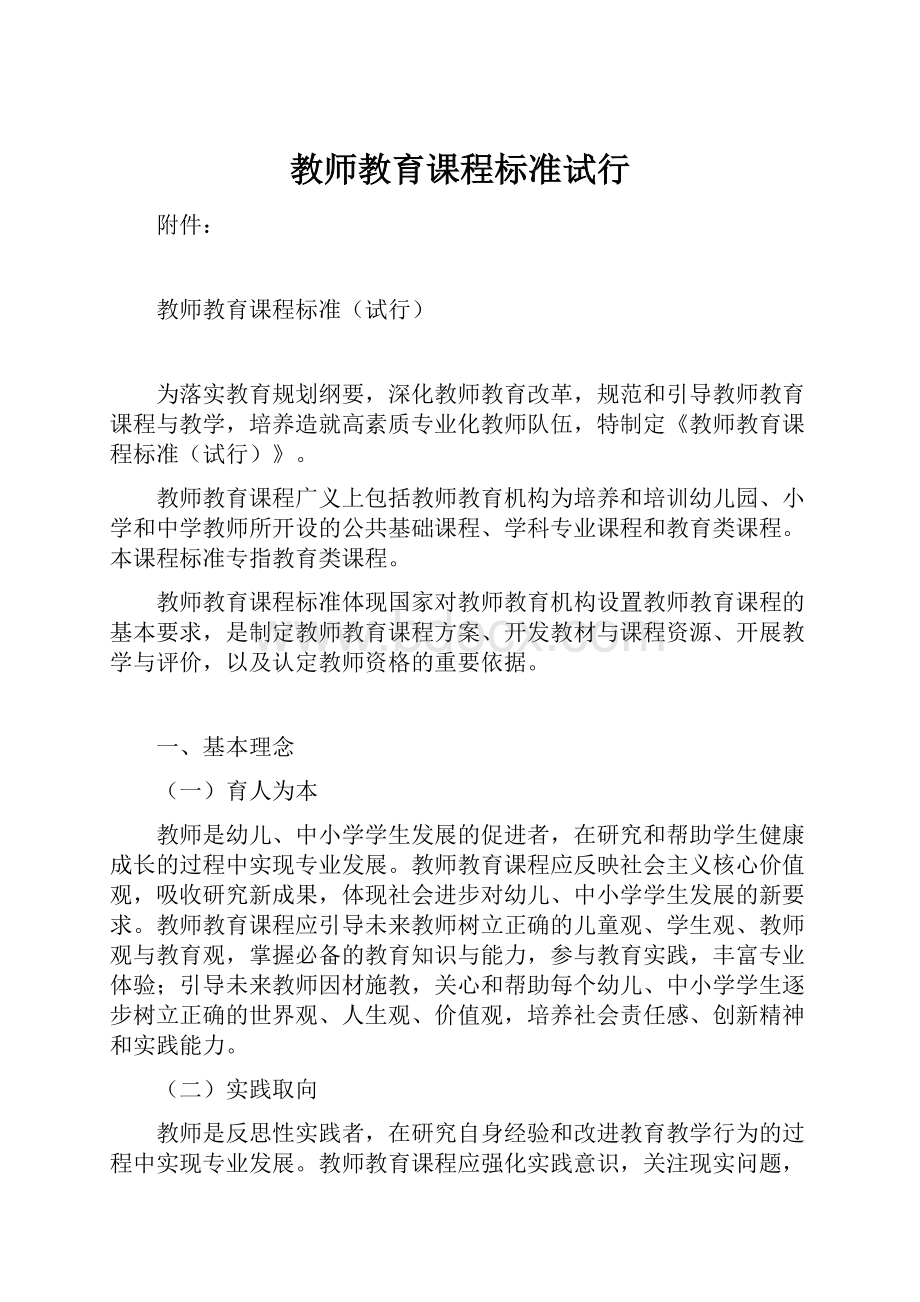 教师教育课程标准试行.docx_第1页