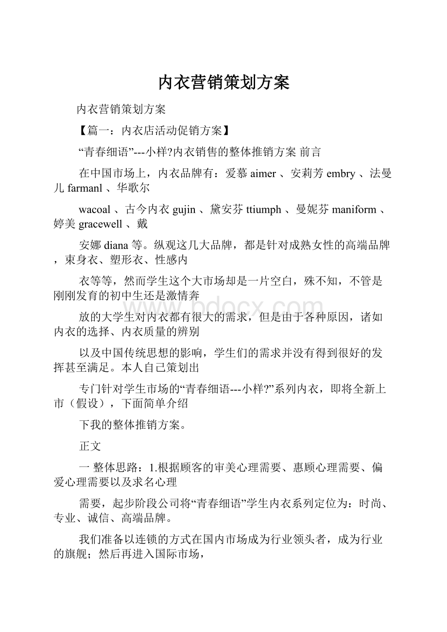 内衣营销策划方案.docx