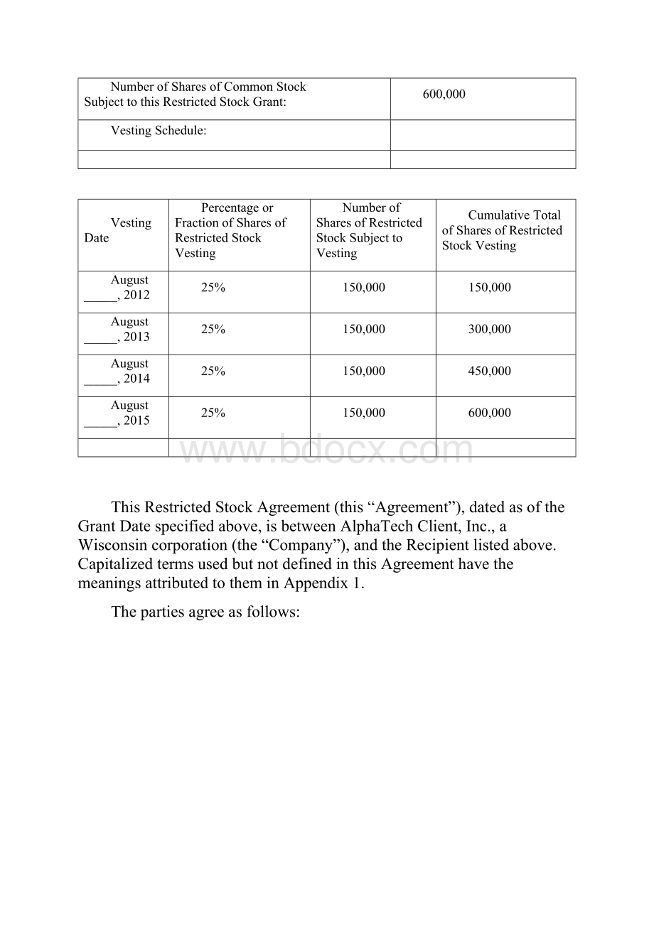 Restricted Stock Agreement限制性股票协议.docx_第2页