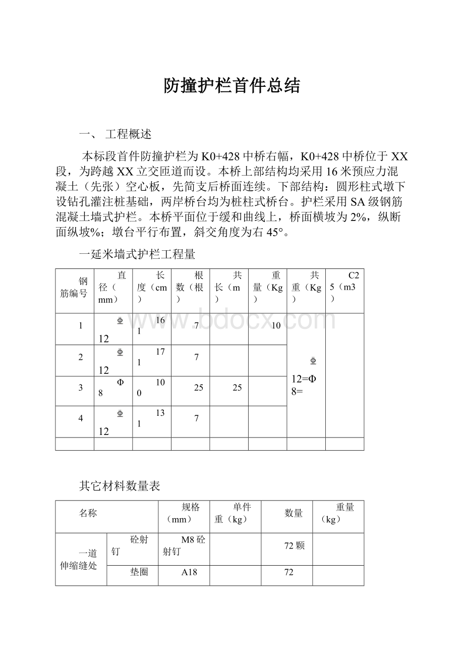 防撞护栏首件总结.docx_第1页