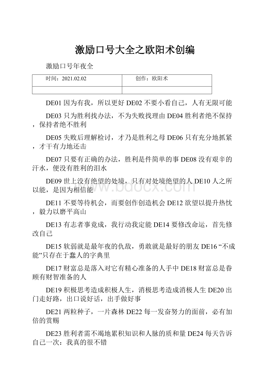 激励口号大全之欧阳术创编.docx_第1页