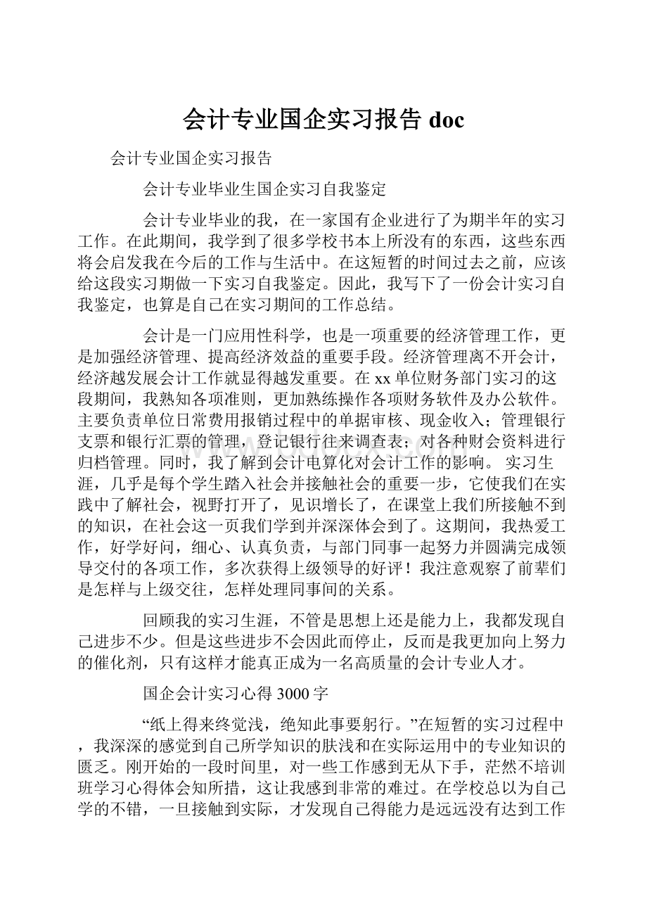 会计专业国企实习报告doc.docx