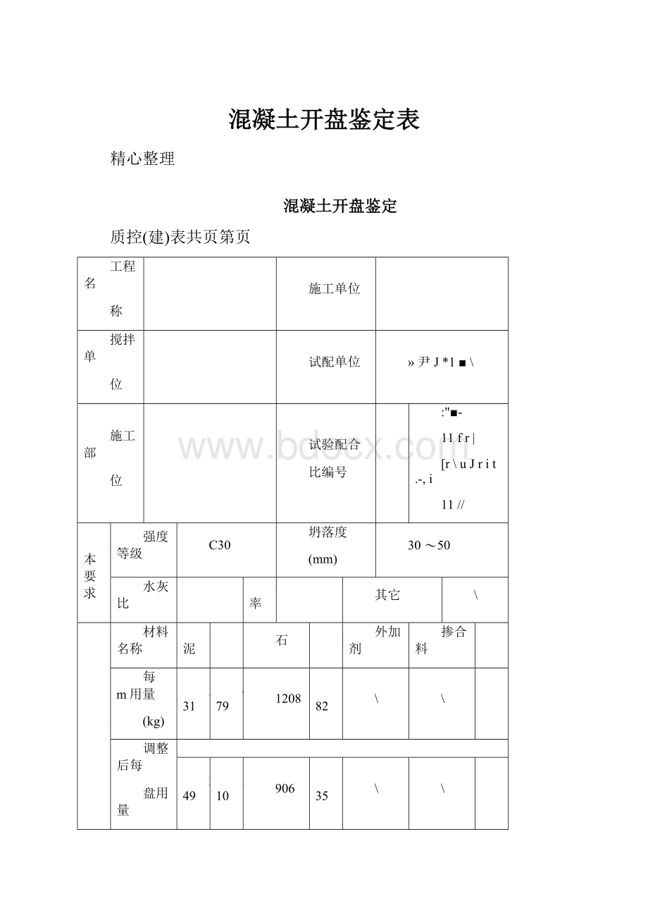 混凝土开盘鉴定表.docx_第1页