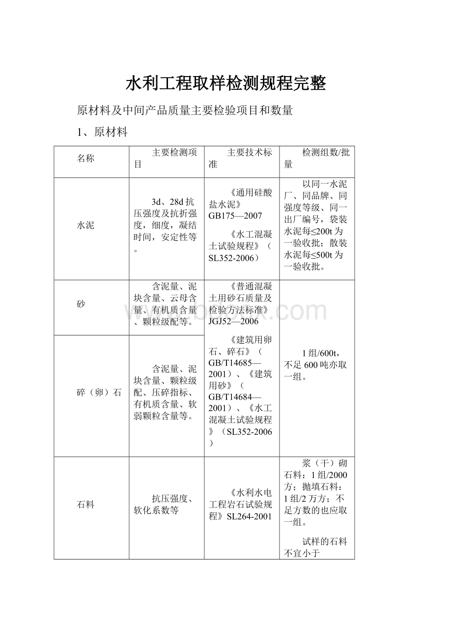 水利工程取样检测规程完整.docx