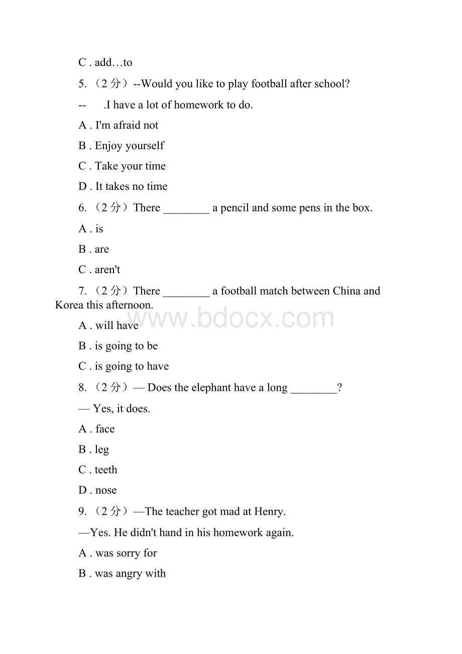 牛津版深圳广州初中英语七年级上册Module 2 Unit 3 同步练习2D卷.docx_第2页