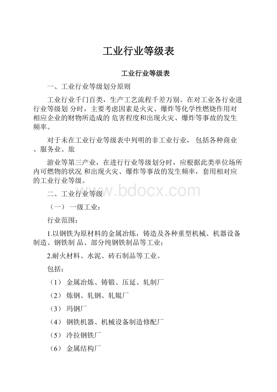 工业行业等级表.docx_第1页