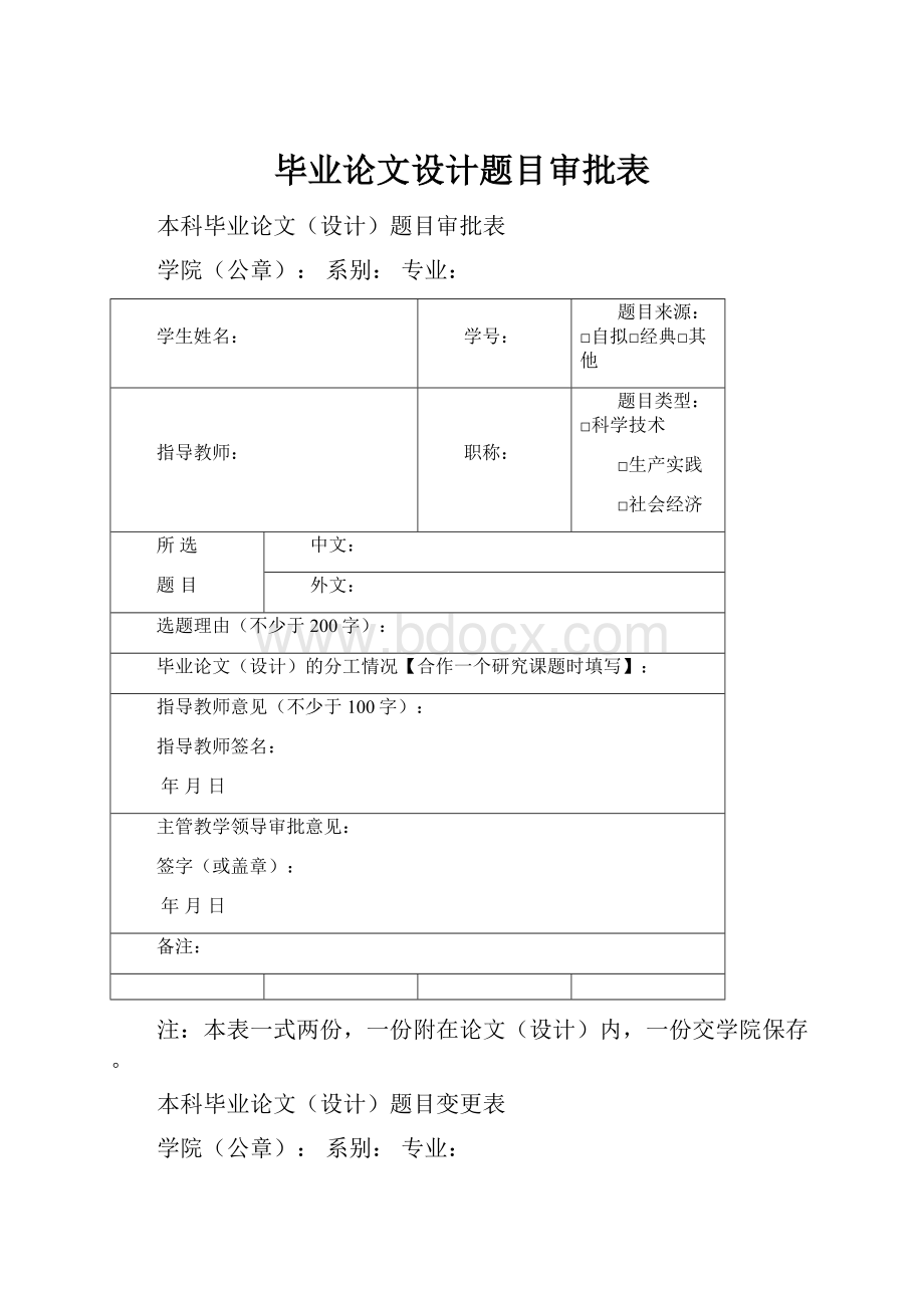 毕业论文设计题目审批表.docx_第1页