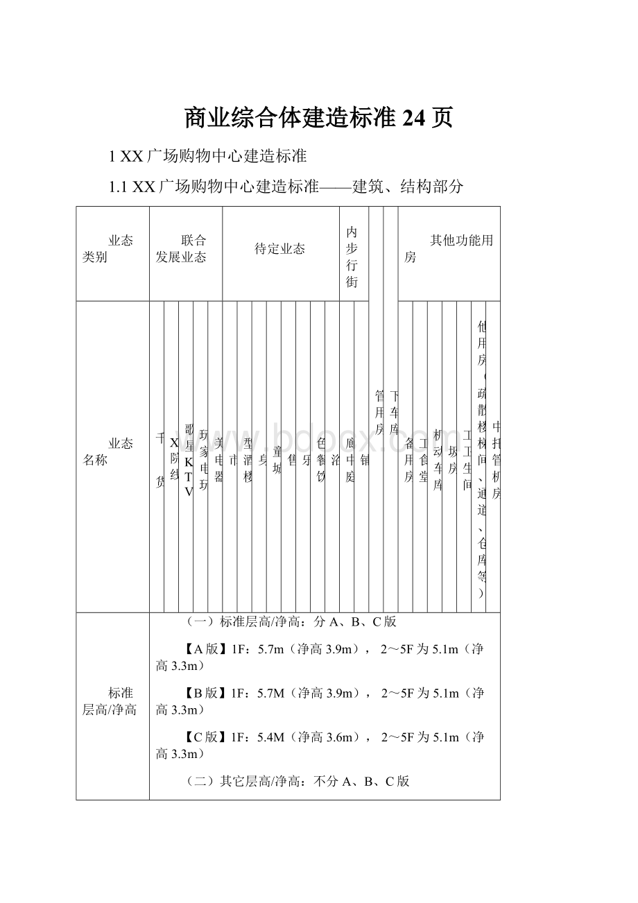 商业综合体建造标准24页.docx