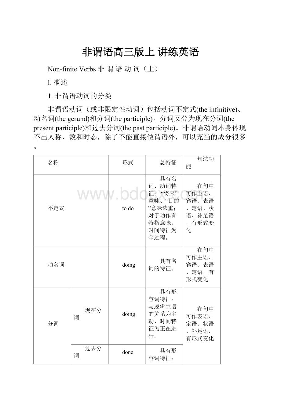 非谓语高三版上 讲练英语.docx_第1页