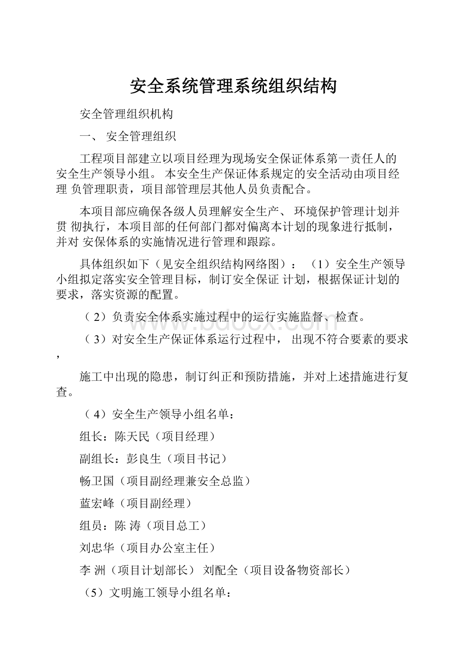 安全系统管理系统组织结构.docx