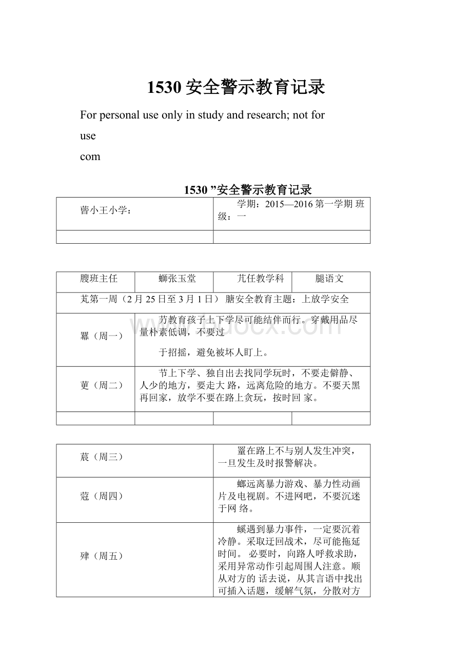 1530安全警示教育记录.docx_第1页