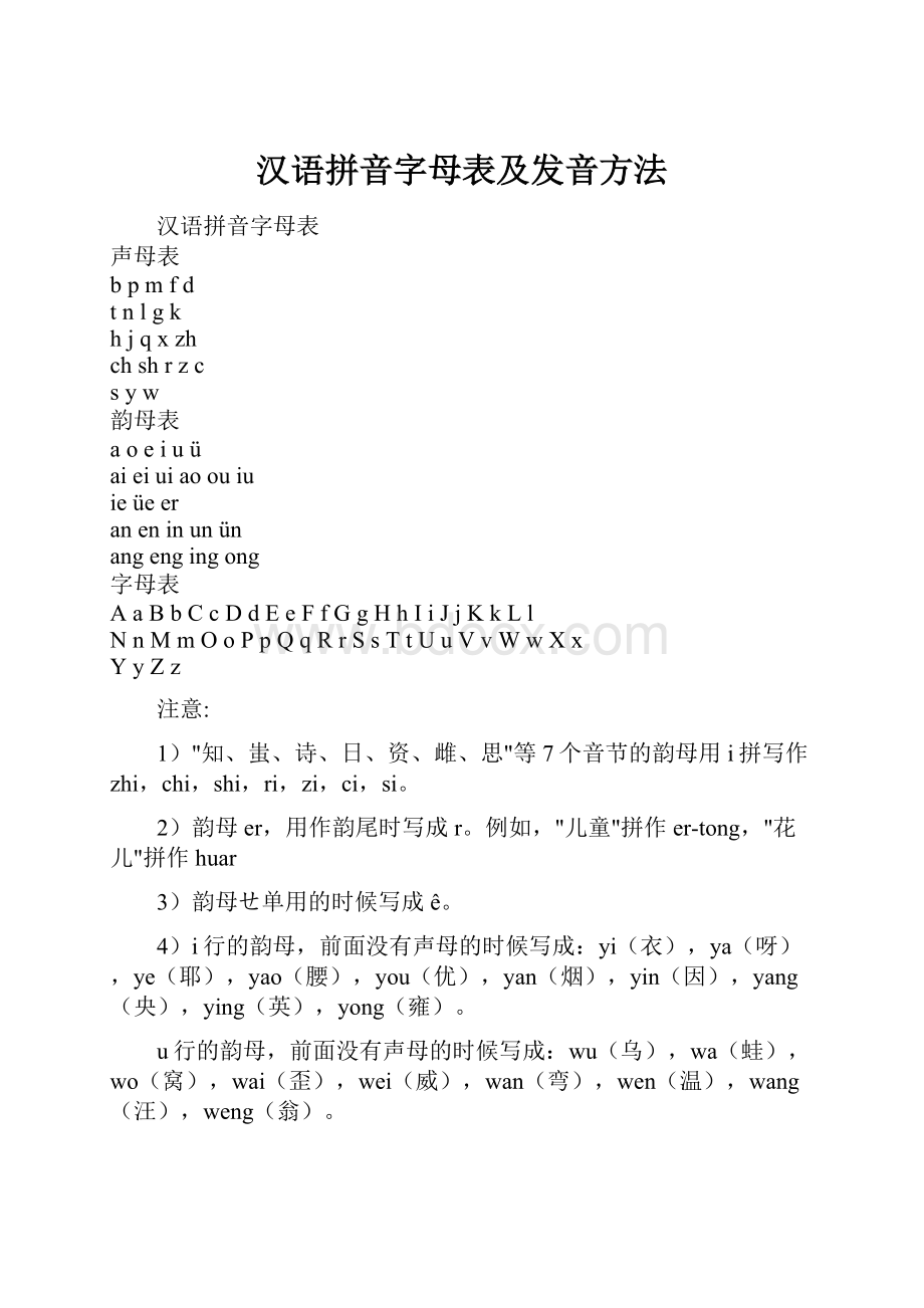 汉语拼音字母表及发音方法.docx_第1页