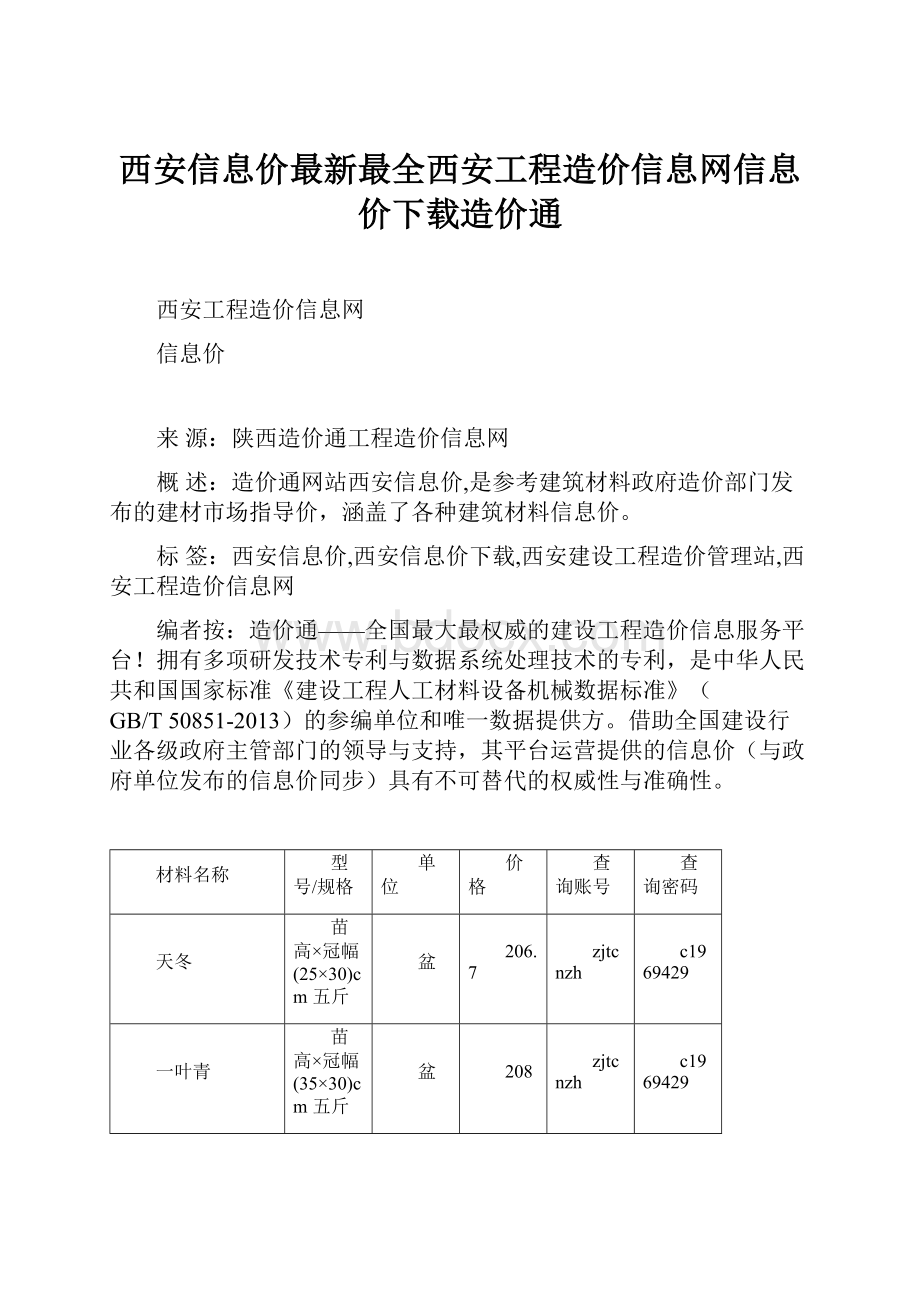 西安信息价最新最全西安工程造价信息网信息价下载造价通.docx_第1页