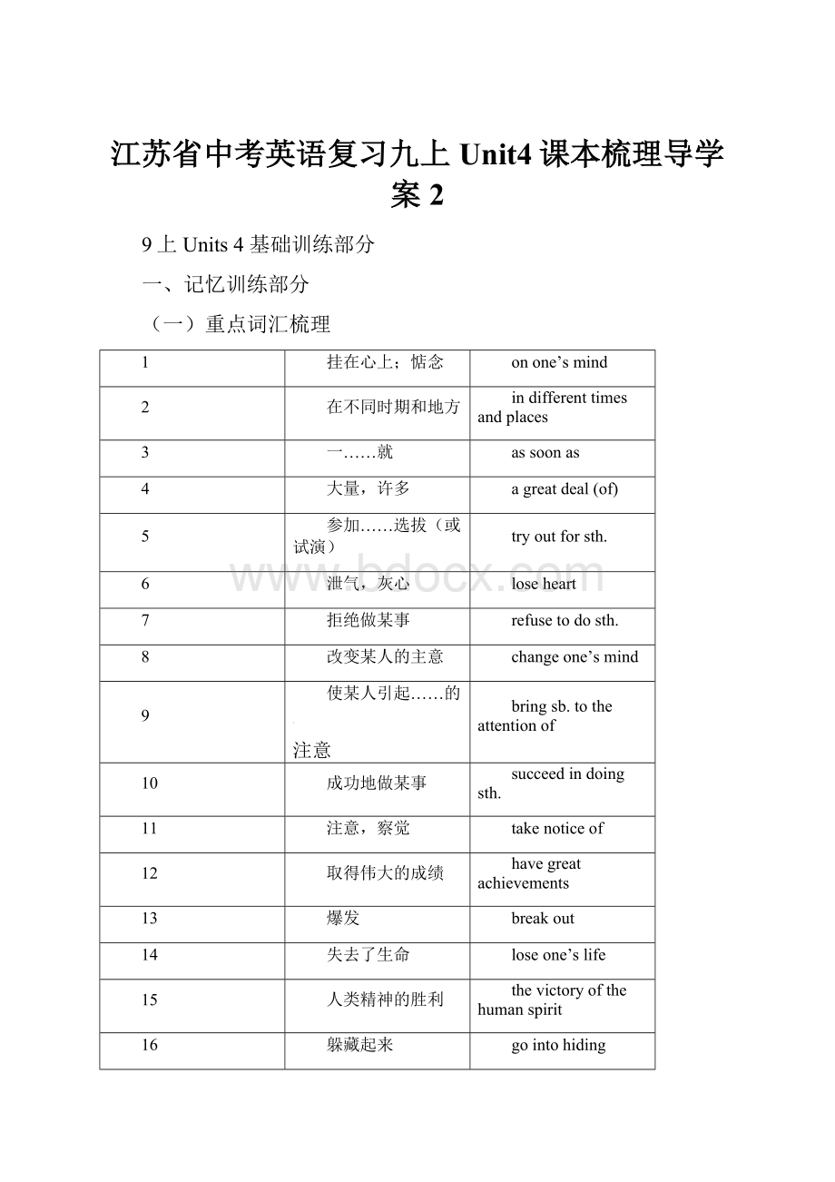 江苏省中考英语复习九上Unit4课本梳理导学案 2.docx_第1页