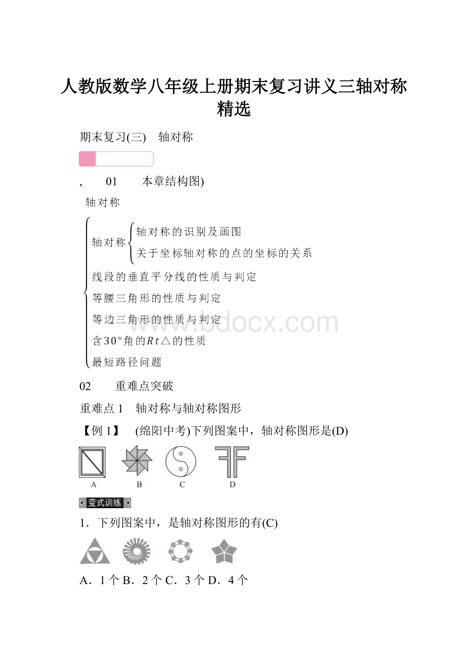 人教版数学八年级上册期末复习讲义三轴对称精选.docx_第1页