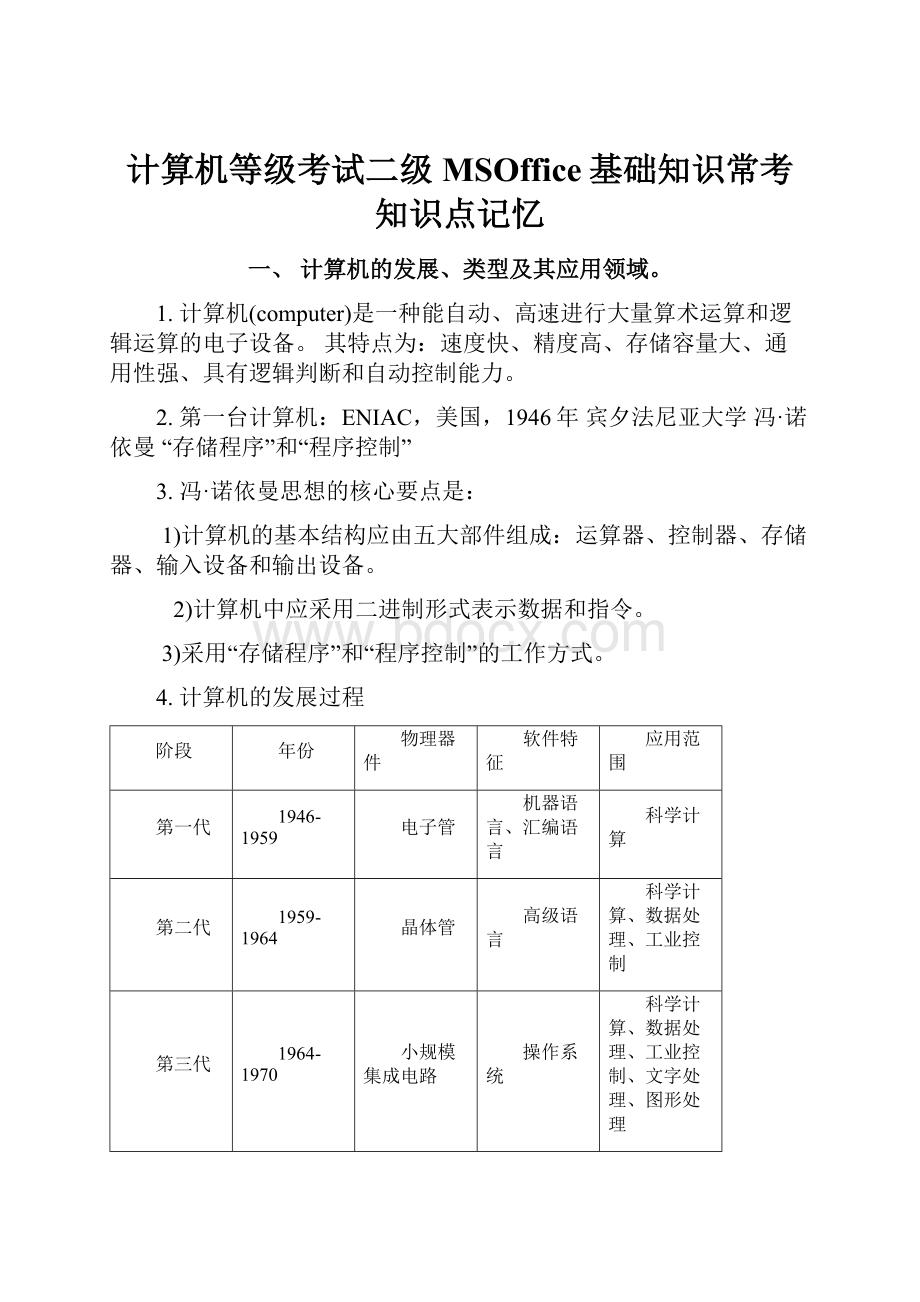 计算机等级考试二级MSOffice基础知识常考知识点记忆.docx