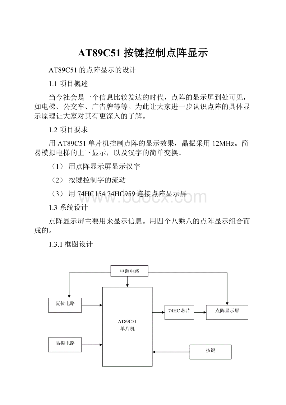 AT89C51按键控制点阵显示.docx_第1页