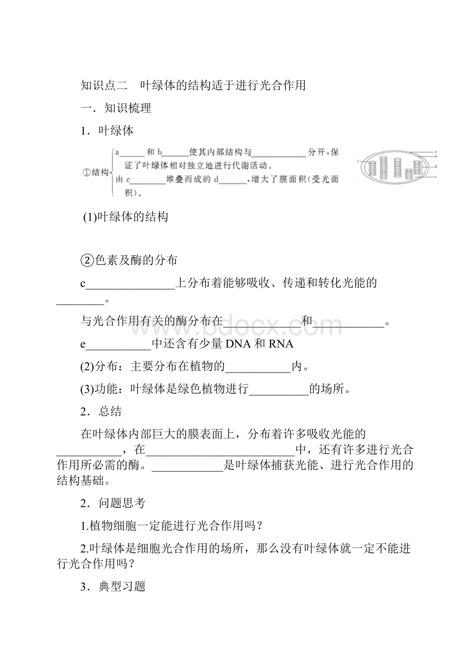 最新人教版生物第五章第4节 光合作用和能量转化学案无答案.docx_第3页