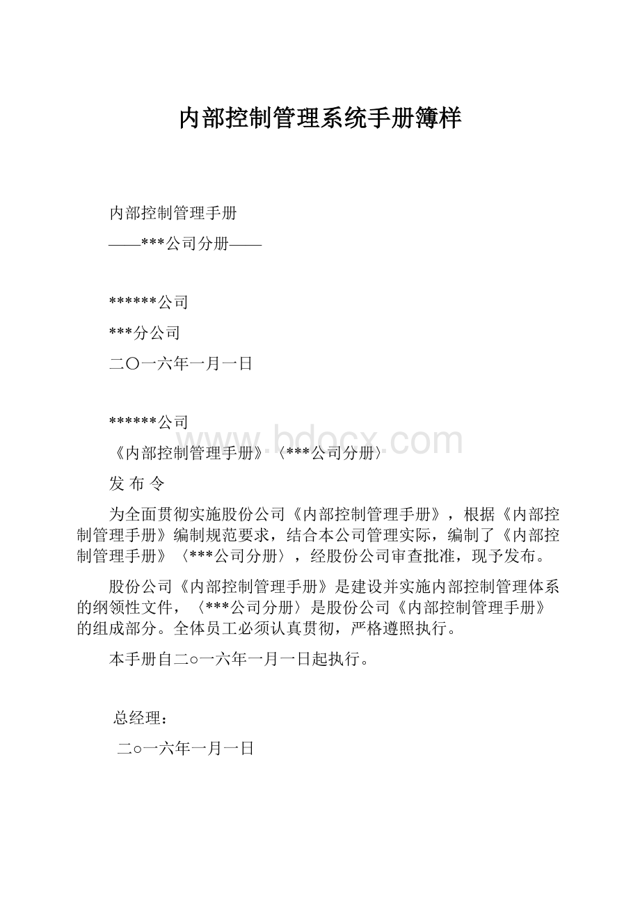 内部控制管理系统手册簿样.docx