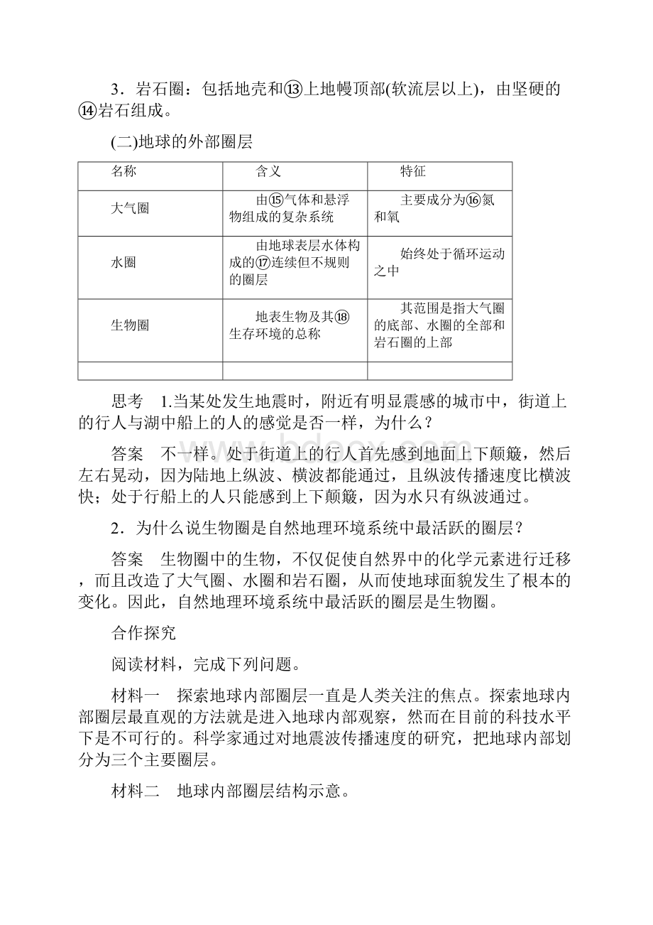 学年高一地理必修1同步练习14《地球的圈层结构》人教版.docx_第2页