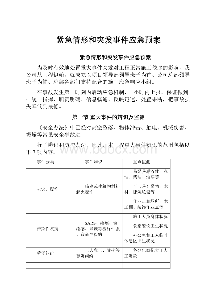 紧急情形和突发事件应急预案.docx_第1页