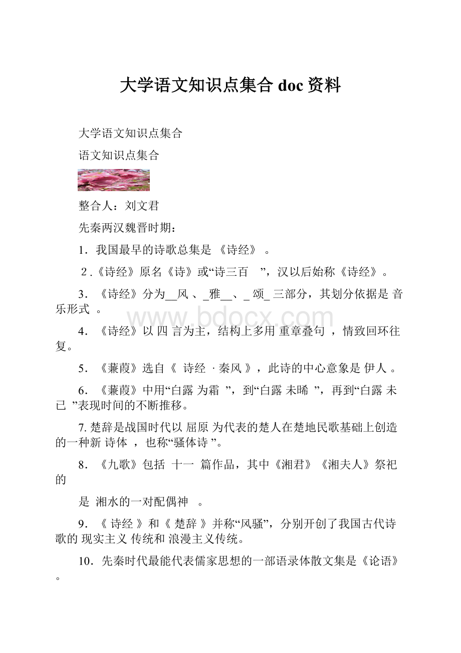 大学语文知识点集合doc资料.docx_第1页