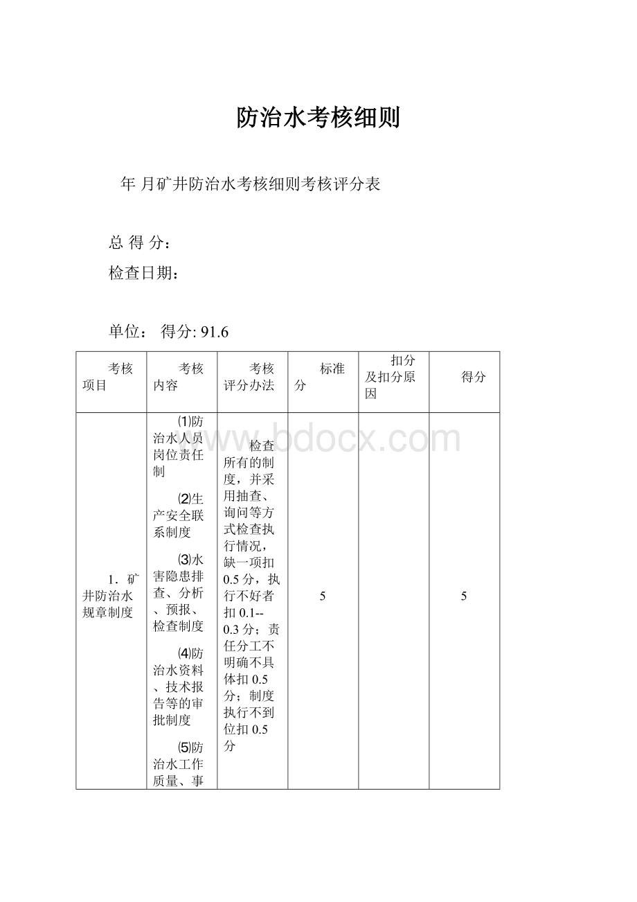 防治水考核细则.docx