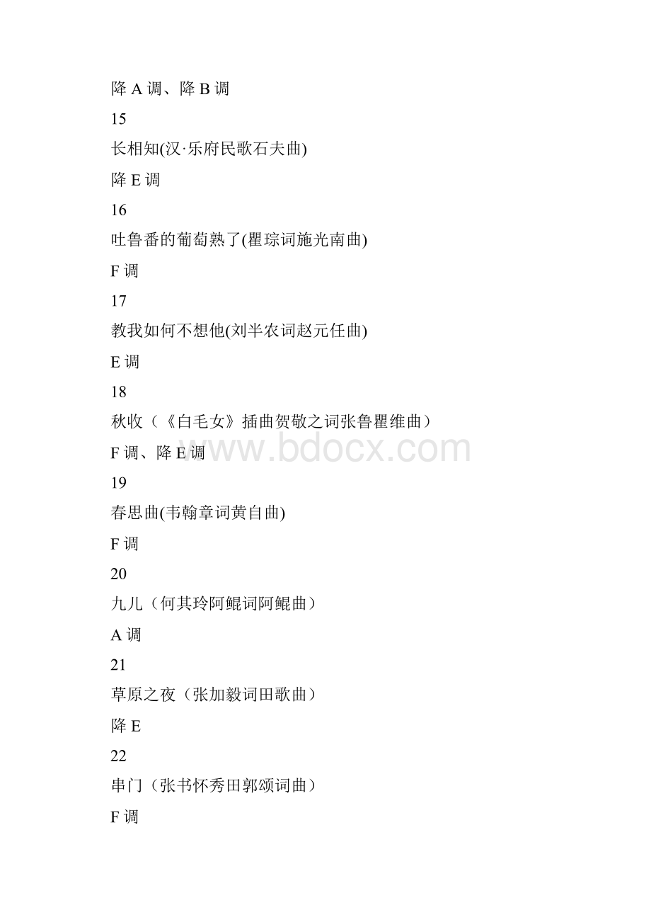 湖南省普通高等学校招生考试音乐类专业统考声乐考试规定曲目.docx_第3页