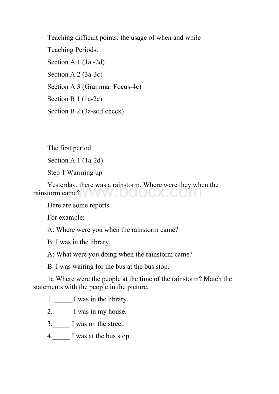 八下教学设计Unit5Whatwereyoudoingwhentherainstormcame教案.docx_第2页