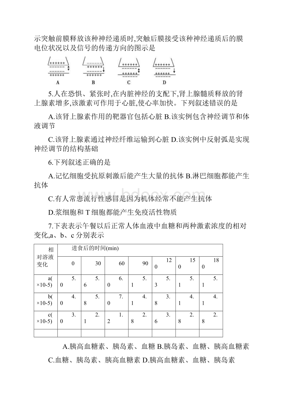 《稳态与环境》综合检测 新人教版.docx_第2页