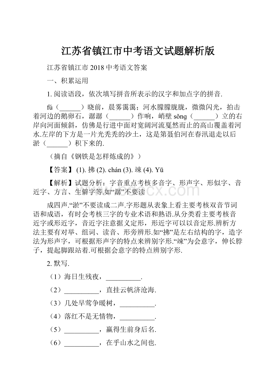 江苏省镇江市中考语文试题解析版.docx