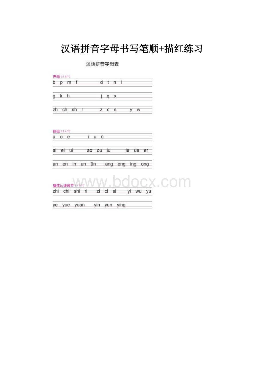 汉语拼音字母书写笔顺+描红练习.docx