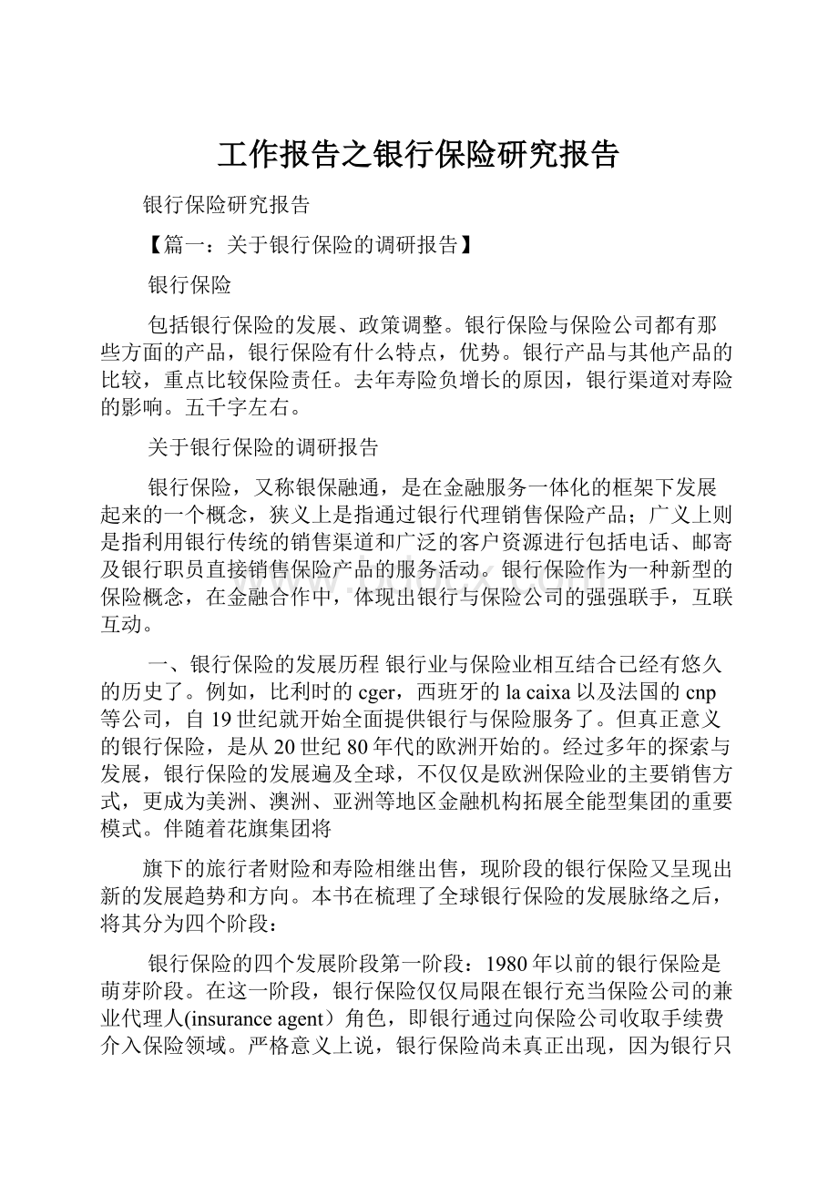 工作报告之银行保险研究报告.docx